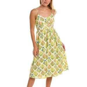 Laundry by Shelli Segal Floral Print Lace-Trim Midi Dress Size 14